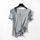 thumbnail image 1 of Fiudx Ofertas Flash Artículos En Oferta Camiseta de Manga Corta con Cuello Redondo y Botones de Color Liso para Mujer, Camiseta Básica de Verano para Mujer, Top/Camisa de Manga Corta con Cuello Redon, 1 of 7