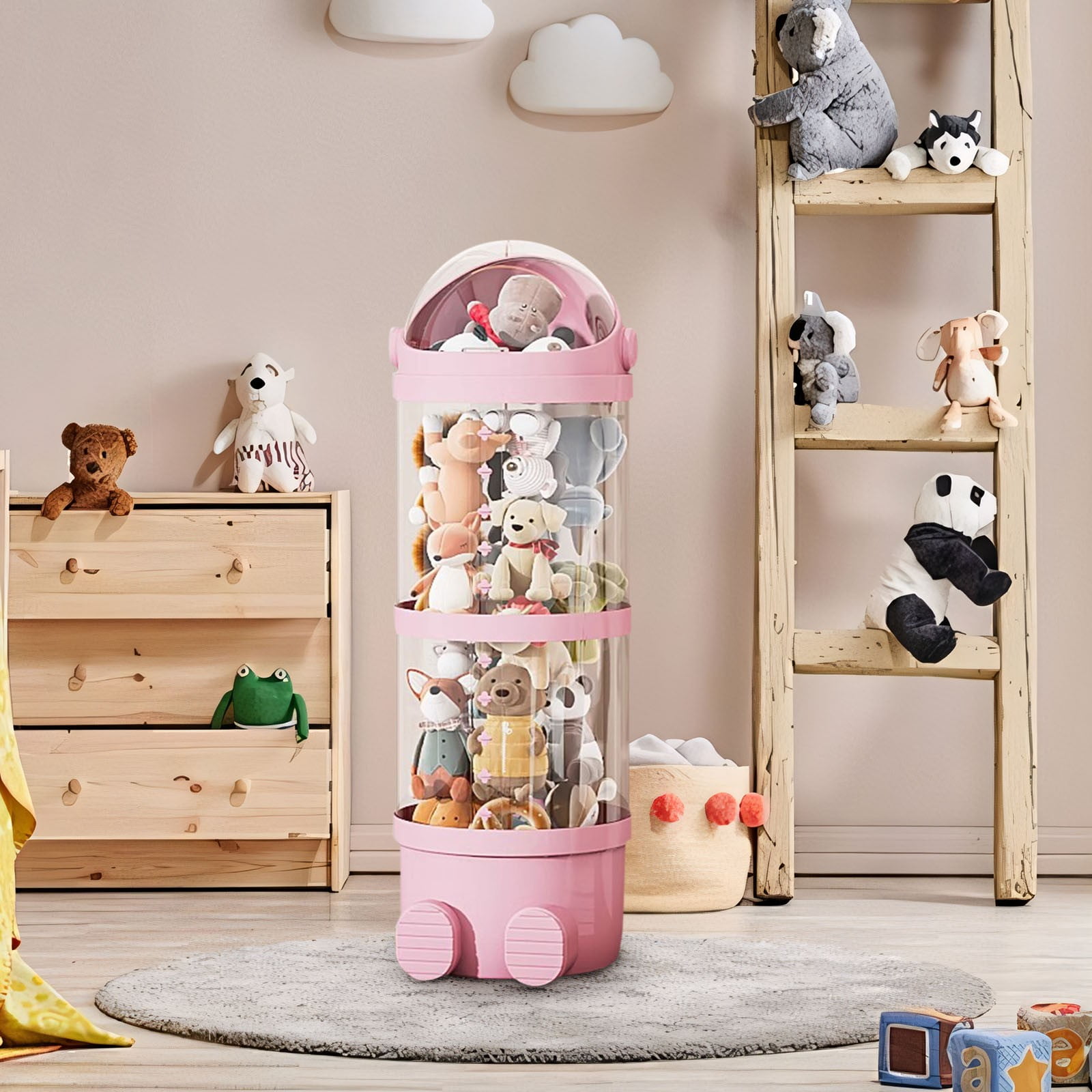 Arestory Vertical Toy Storage Tube Stuffed Animals Storage Tube Plushies Storage Stuffed Animals Organizer Tube Pet Transparent Bucket For Kids Toy OrganizerLarge Toy