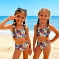 thumbnail image 3 of CCRFTGI Swimsuits for Child Girls Size 7-8 Two Piece Sets Swimming Girls Bikini Beach Vacation Bathing Suits Cute Summer Floral Print Girls Clothes Tankini Swimsuits Swimwear Blue 5-6 Years, 3 of 9