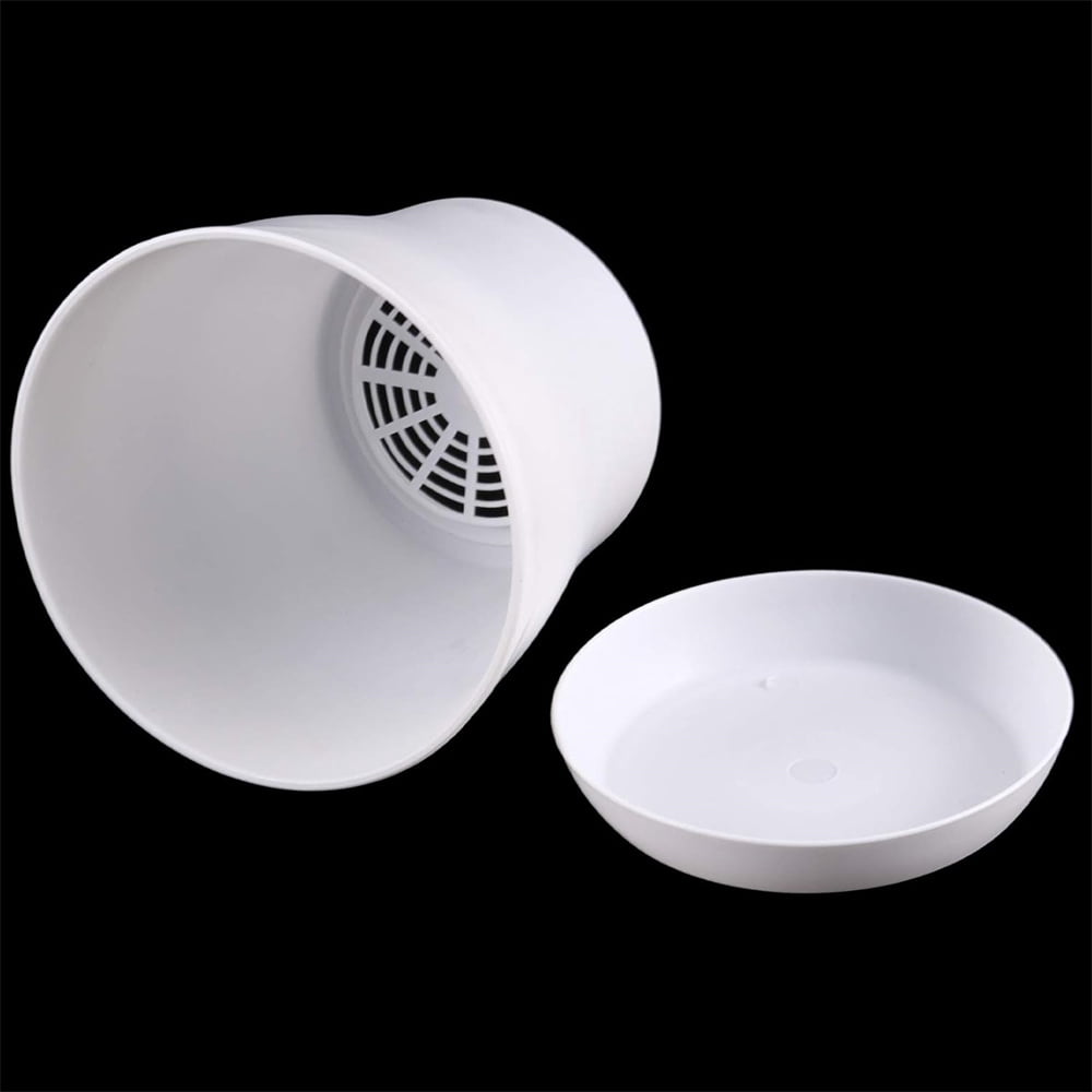 5.5Inch Seedling Pots,White Nursery Pots,Plastic Planters with Drainage Hole and Tray,Decorative Gardening Pots,Modern Flower Planters,for Small Indoor Outdoor Plants 8Pcs