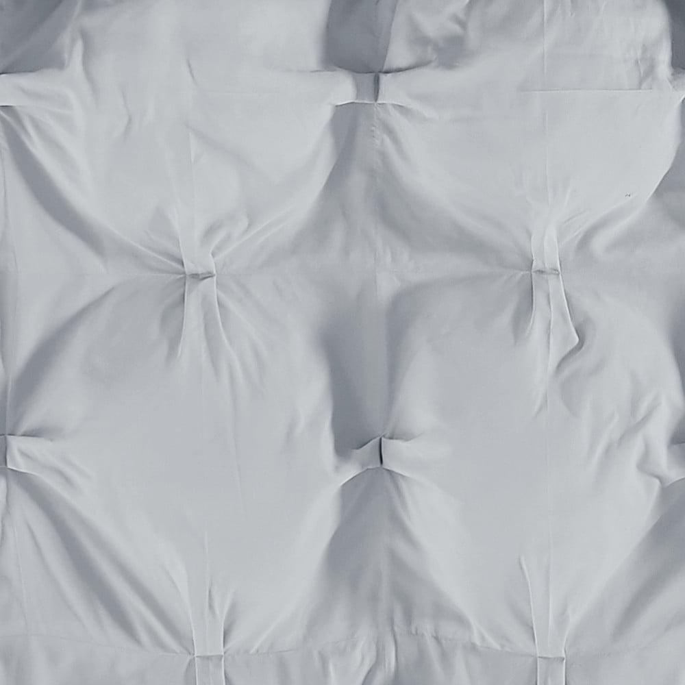 Truly Soft Cloud Puffer Boxed Pleat 100% Microfiber Polyester Grey 3-Piece Full/Queen Comforter Set, Solid Casual themed, Adult Bedding, OEKO-TEX Certified