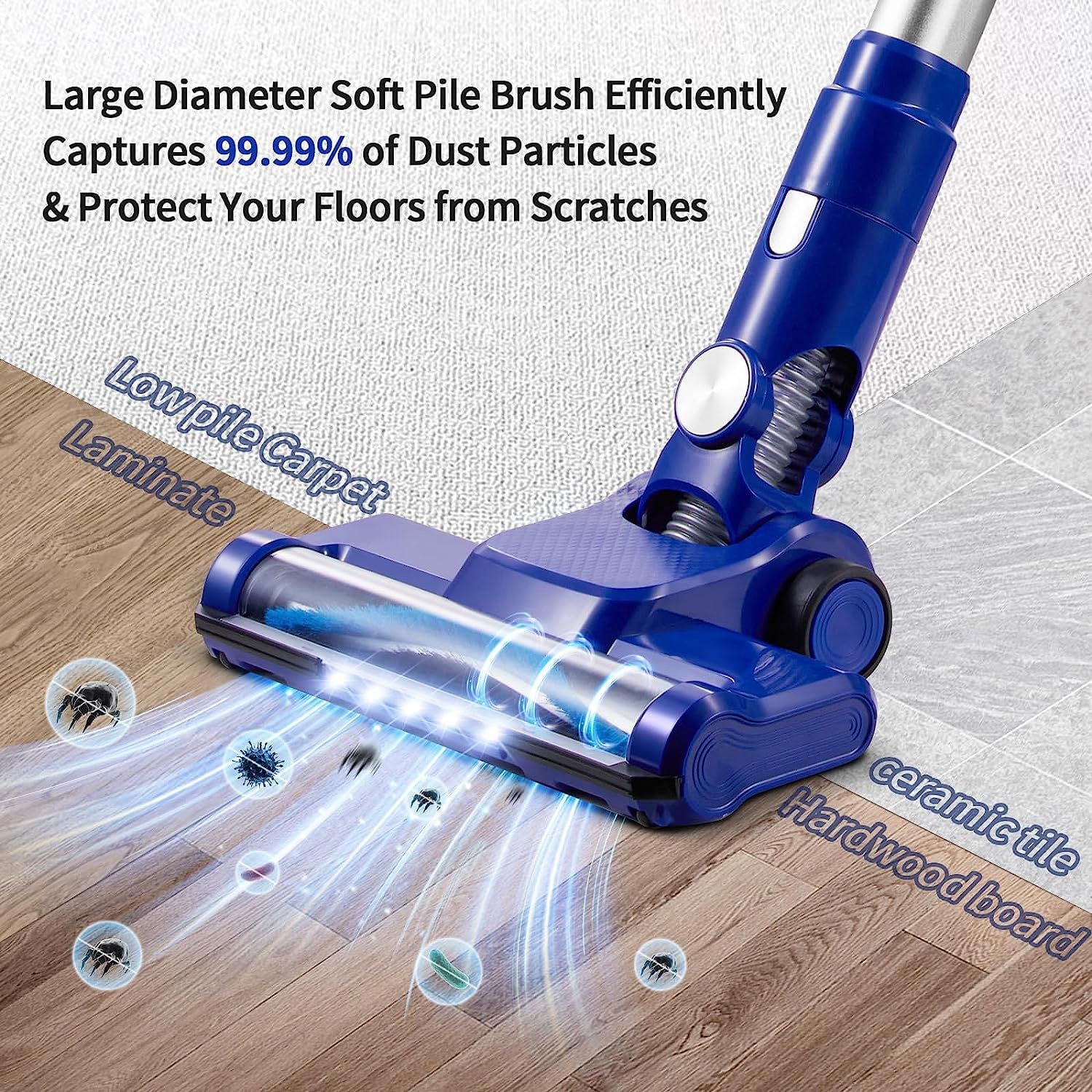 Moolan Lightweight Cordless Vacuum Cleaner, 6 in 1 Powerful Suction Rechargeable Cordless Stick Vacuum with LED Lights 40Min Runtime for Ho 並行輸入品 - MOOLAN 28KPA Cordless Vacuum Cleaner, 6 in 1