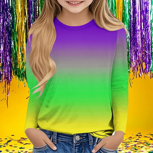 Blusas y camisas de manga larga con cuello redondo Camisas con estampados de manga larga Cuello redondo lindo Blusas casuales elegantes Ropa Camisas de cuello redondo Niña Top de poliéster