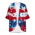 thumbnail image 6 of Gamivast 4Th of July Cardigan for Women Flag Print V Neck 3/4 Sleeve Open Front Loose Fit Summer Tops Lightweight Kimono Cardigan 3/4 Sleeve Vacation Wear outfits, 6 of 6