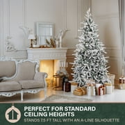 Fraser Hill Farm 7.5-Ft Flocked Mountain Pine Artificial Christmas Tree, FFMP075-0SN