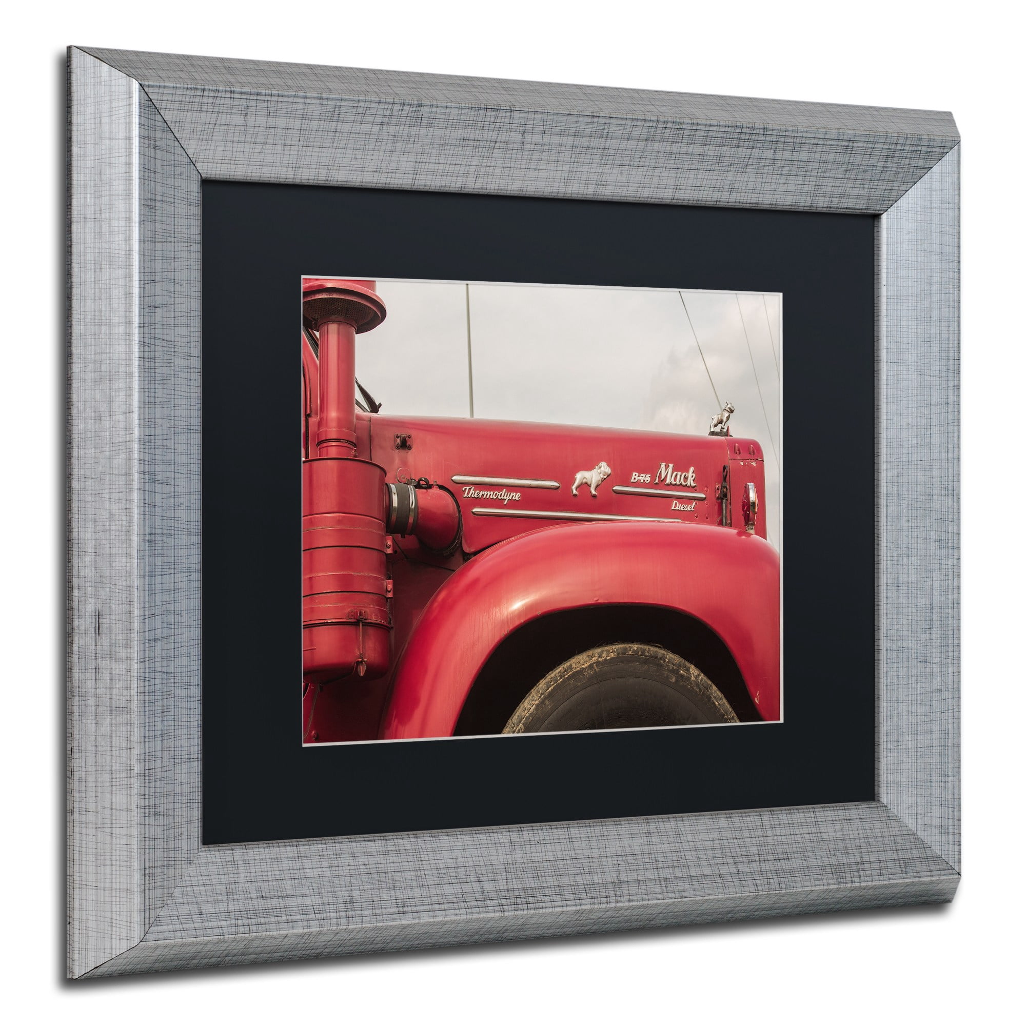 Trademark Fine Art "Mack Truck" Canvas Art by Jason Shaffer, Black Matte, Silver Frame
