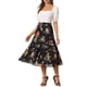 thumbnail image 2 of Falda Floral de Mujer INSPIRE CHIC con Cintura Alta Elástica, Largo hasta el Tobillo, Falda A-Line XL Negra Rosa, 2 of 6