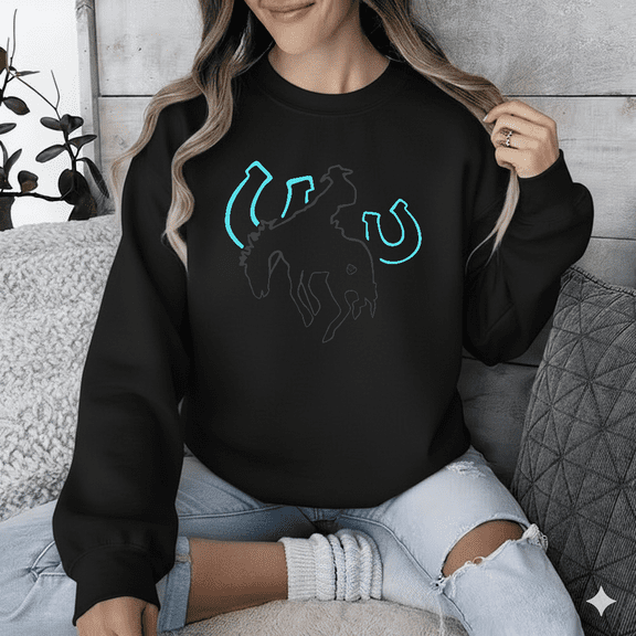 Western Cowgirl Rodeo Style Heritage Art Graphic Sweatshirt for Men & Women, up to Size 5XL