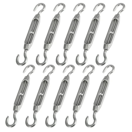 

10pcs Auto 304 Stainless Steel Hook and Hook Turnbuckle Wire Rope Tension Replacement Silver Tone