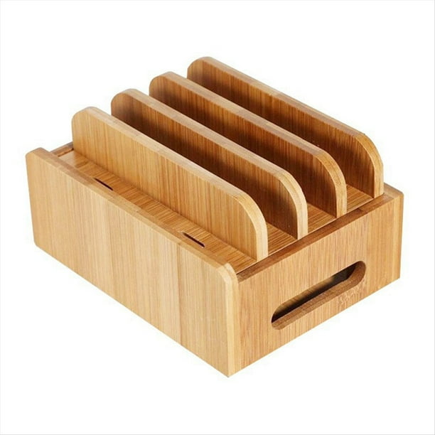 Soporte Plano para TeléFono MóVil, Madera de Bambú, Organizador de EstacióN de Carga para MúLtiples Dispositivos, Soporte de Oficina
