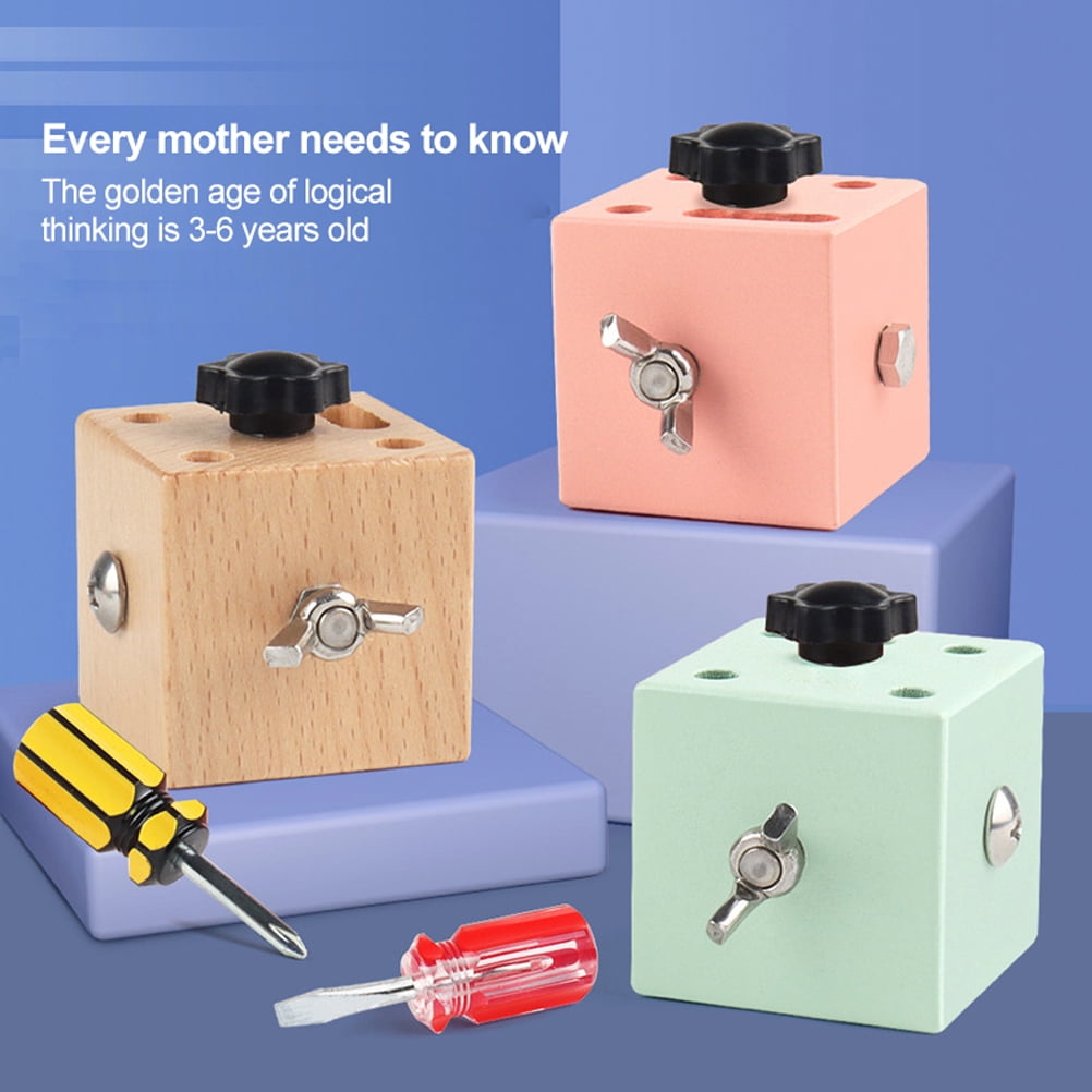 Destyer Busy Cube for Kids Wooden Sensory Busy Activity Board Unlock