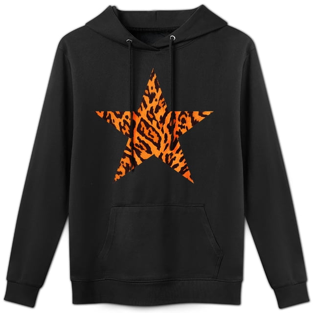 Sudadera con capucha y estampado de leopardo en color estrella, dulce y fresca, de algodón agradable para la piel, top informal unisex.(M)