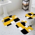 thumbnail image 3 of Yellow Black Bathroom Rugs Set Geometric Abstract Color Block Modern Art Non Slip Absorbent Soft Bath Mats 3 Piece Set with Bathroom Rug, U-Shaped Floor Mat, Toilet Seat Cover Small Size, 3 of 9