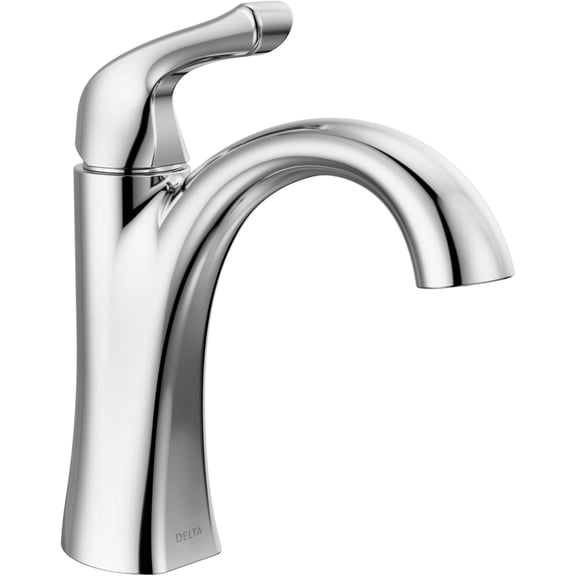 Delta Arvo Chrome Bathroom Faucet 1 Hole, Single Hole Bathroom Sink Faucet for Vanity, Push-Pop Drain Assembly, Chrome