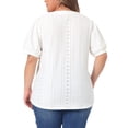 thumbnail image 3 of Agnes Orinda Women's Plus Size Tops Hollow Casual V Neck Short Sleeves Summer Blouse Shirts 1X White, 3 of 6