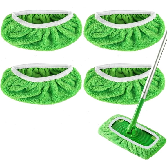 Reusable Microfiber Mop Pads Wet and Dry Sweeping Cloths for SwifferSweeperMop 4 Pack