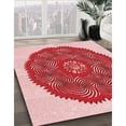 thumbnail image 3 of Ahgly Company Machine Washable Indoor Square Transitional Pink Area Rugs, 6' Square, 3 of 7