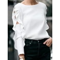 thumbnail image 2 of Blusa elegante de otoño VONDA de talla grande 5XL, color liso, a la moda, para mujer, 2024, con volantes, manga larga, holgada, informal, 2 of 5