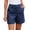 Navy, variant on cocolona Womens Summer Casual High Waist Bermuda Shorts Elastic Button Waist Straight Wide Leg Work Beach Shorts with Pockets
