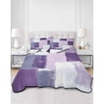 thumbnail image 3 of Quilts Queen Size, Purple Grey White Soft Comforter Bedding Set for Bed, Abstract Modern Oil Painting Geometric Lightweight Quilted Bedspread with Pillow Cover(2 Pieces) for All Season, 90x96 Inch, 3 of 6