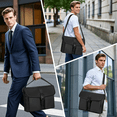 thumbnail image 7 of 15.6 Inch Water Resistant Laptop Bag for Men, Professional Messenger Briefcase with Adjustable Strap, Padded Computer Case for Travel Office School, Black, 7 of 7