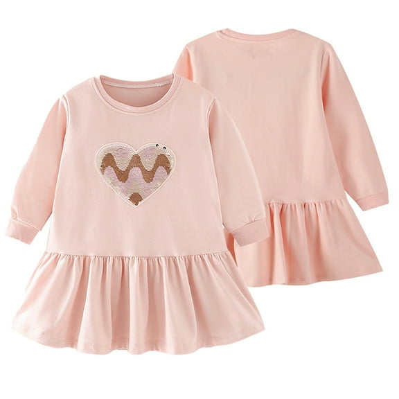 YTDSCS Girls Princess Dresses for Kids Toddler Crewneck Long Sleeve Sundress 1-9 Years Spring Autumn Print A-Line Skirt Dress for Girls