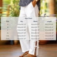 thumbnail image 3 of Women's Wide Leg Cotton Pants Elastic Waist Side Slit with Bow Tie Loose Trousers with Pockets Trendy Casual Summer Pants White, 3 of 5