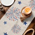 thumbnail image 3 of Independence Day Floral Table Runner 90 Inches, Anniversary USA Flag Vintage Bed Runner Dresser Scarves Tabletop for Indoor Outdoor Parties/Ceremony/Banquet, 13" x 90", 3 of 9