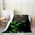 thumbnail image 2 of Erosebridal Chic Abstract Flannel Blanket, Neon Green Sherpa Throw, Geometry Stripe Decor, 2 of 7