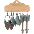 thumbnail image 4 of Conjunto de pendientes de bronce con forma de abanico grande y étnico vintage para mujer, 20991-6, 4 of 5