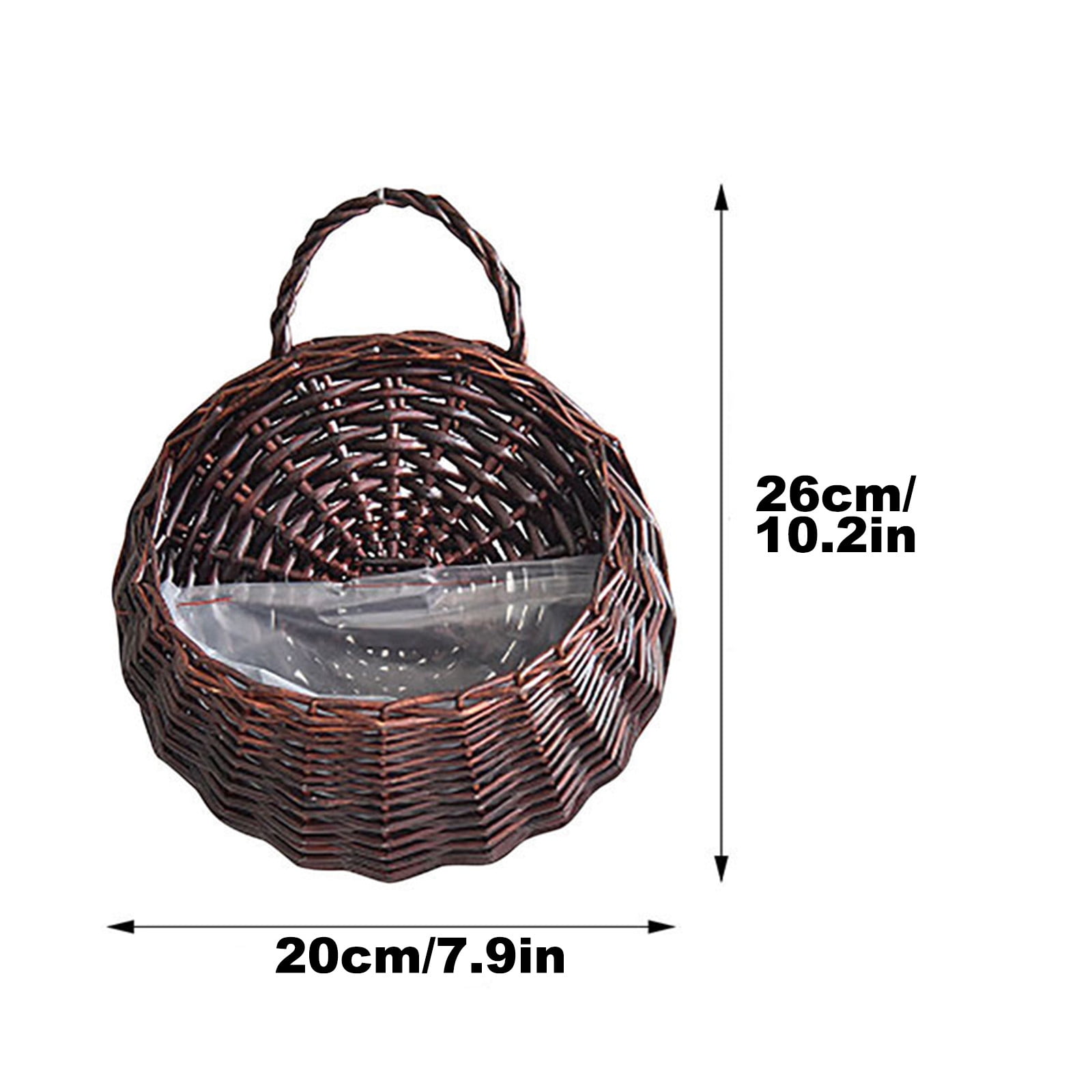 Woven Hanging Basket Wall Planter — Natural Wicker Storage Pot with Liner for Indoor Outdoor Garden Decor()