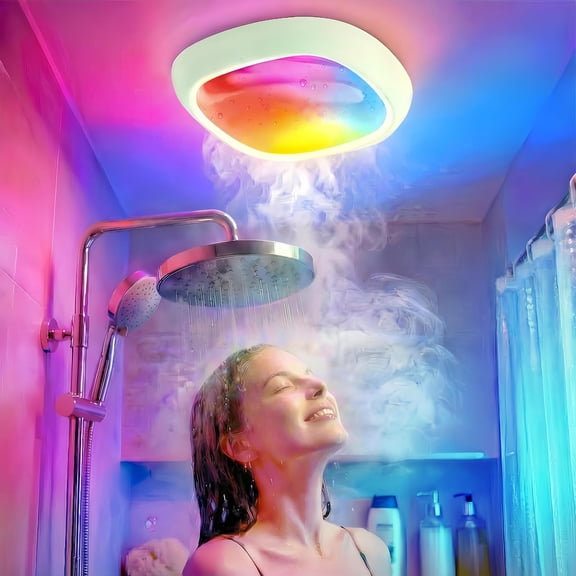 Tedmos IP54 Waterproof Shower Lights RGB, 12000mAh Rechargeable Ceiling Light Motion Sensor, Battery Operated Wireless LED Overhead Lighting with Remote No Wiring for Inside Shower Bathroom Closet