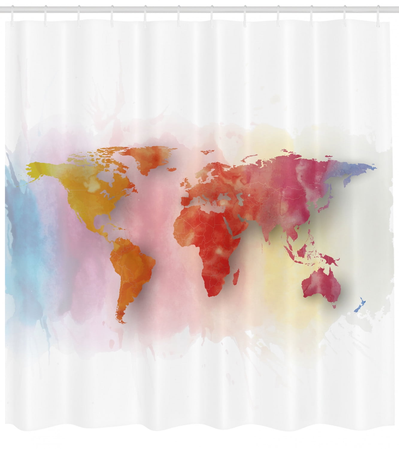 World Map Shower Curtain Watercolor Map Of The World With Vibrant