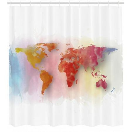 World Map Shower Curtain Watercolor Map Of The World With Vibrant