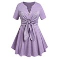 thumbnail image 1 of Camiseta de Talla Grande de Muesca de Space Dye con Nudo Rosegal  Camisetas tallas grandes, 1 of 5