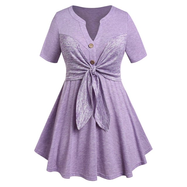 Camiseta de Talla Grande de Muesca de Space Dye con Nudo Rosegal Camisetas tallas grandes