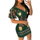 thumbnail image 1 of Vestido largo de manga corta con cuello en V profundo Sexy con estampado de flores ajustadas informales para mujer a la moda Fridja  qw5868, 1 of 5