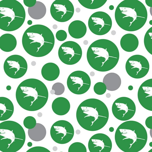 Great White Shark on Green Premium Gift Wrap Wrapping Paper Roll Pattern