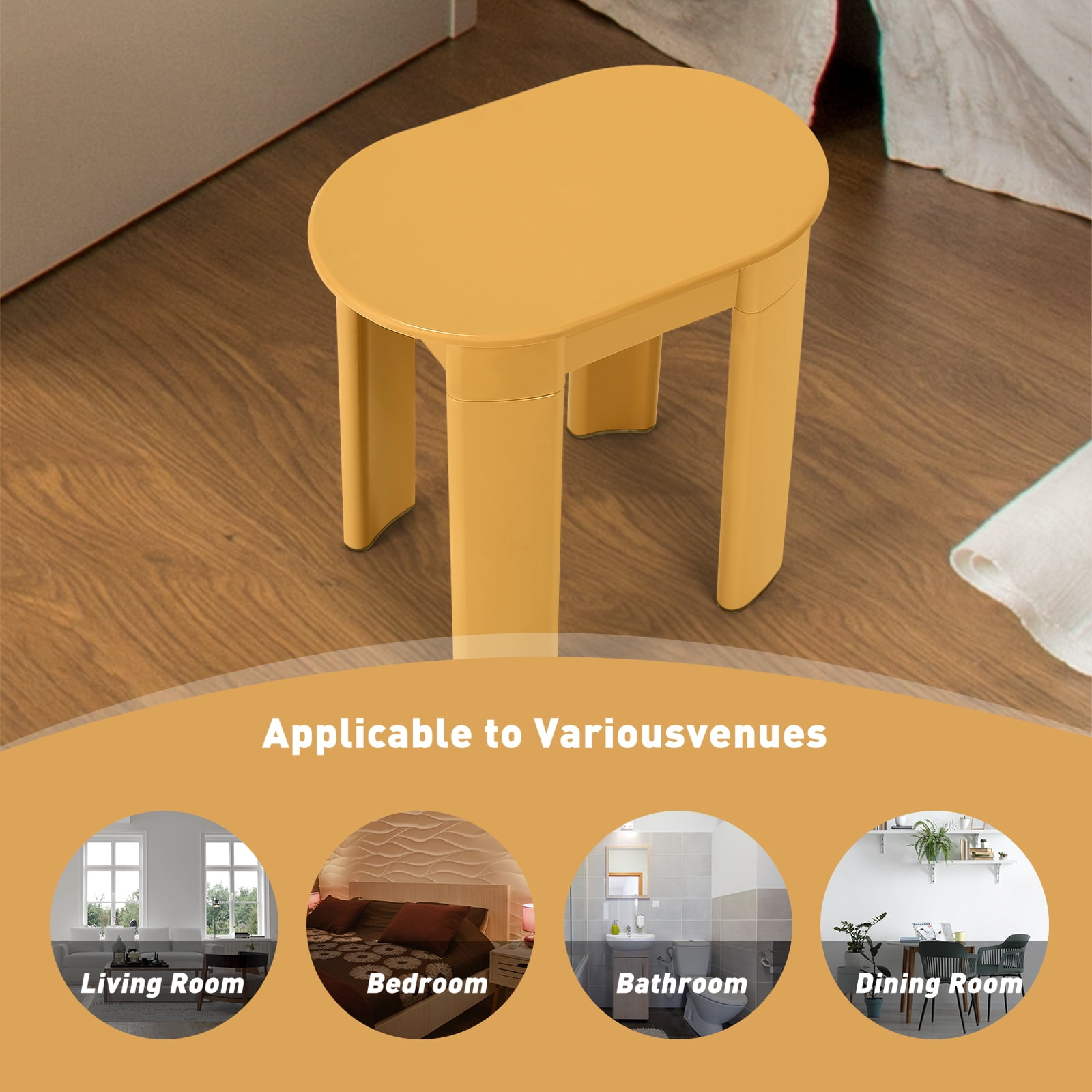 Modern Minimalist Low Small Plastic Round Stool, Orange