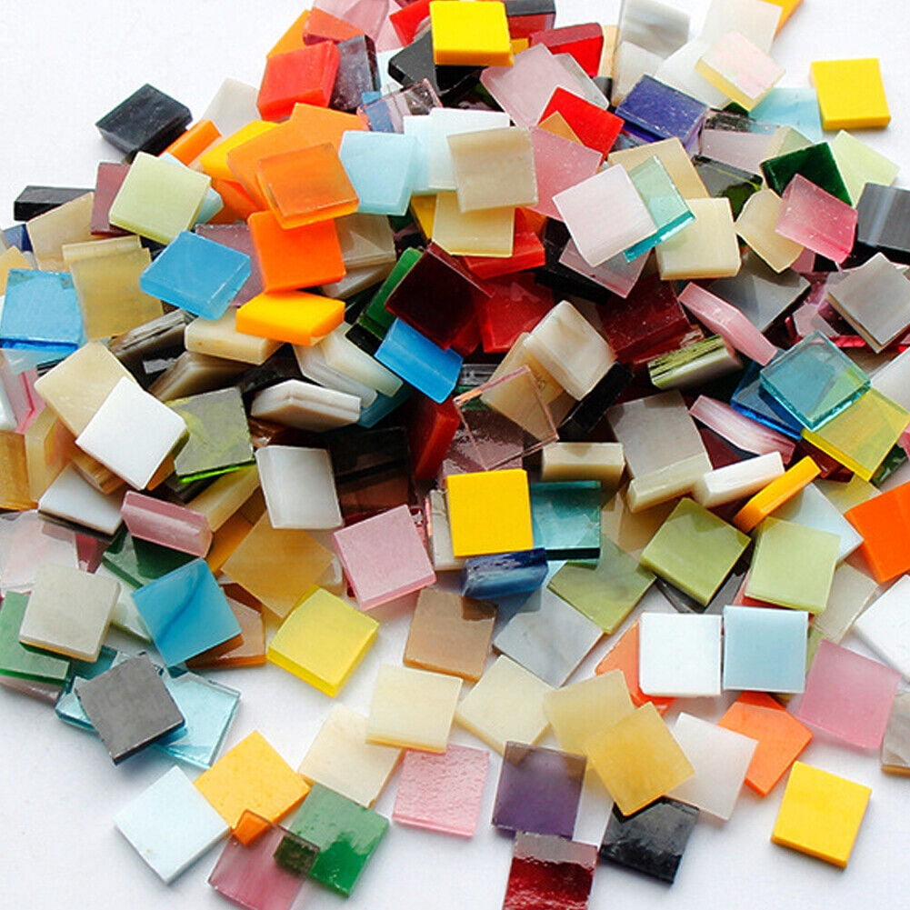 US 1100Pack Mosaic Tile Crafts Textured Stained Glass Decorations Assorted Color