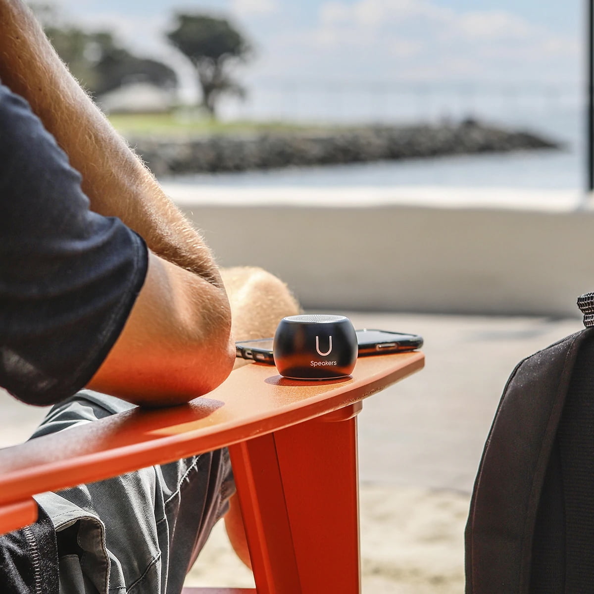Fashionit U Speakers Boost Water-Resistant Portable Bluetooth Speaker with Selfie Remote Control, Bass, & Mic Travel Home Office Modern Bundle with Mini Folding Wireless Keyboard & Pebble Mouse