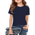 thumbnail image 3 of Coerni Girls Short Sleeve T Shirts Kids Solid Summer Crewneck Tops Tees Basketball Undershirt Quick Dry Athletic Base Layer T-Shirt, 3 of 8