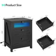 thumbnail image 6 of Black Nightstand Set of 2 with Charging Station and LED Lights, Farmhouse Night Stand/Bedside Table with 3 Drawers, End Side Table for Bedroom Living Room, 6 of 8
