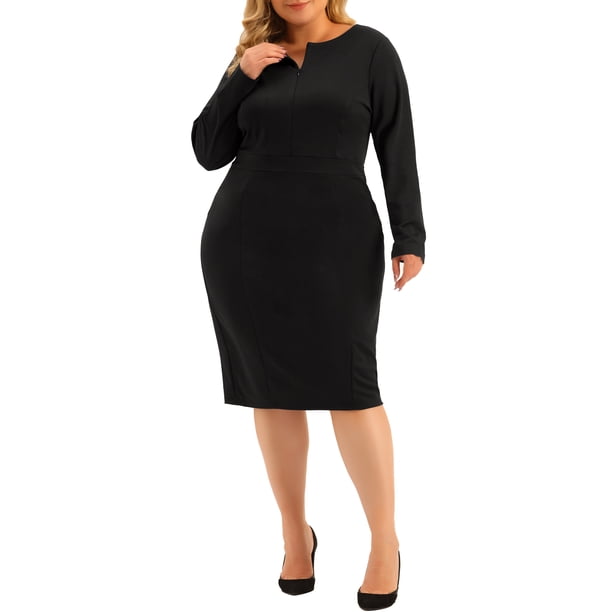 slim fit dress slacks L I V D Plus Size Nova Shirred Bodycon Dress - Navy main image 0