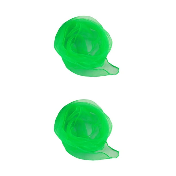 Jumpingount Bufanda cuadrada Pañuelo de gasa Adornos para el cabello Colorido De moda para representaciones teatrales Verde oscuro Verde oscuro 60*60cm 2piezas