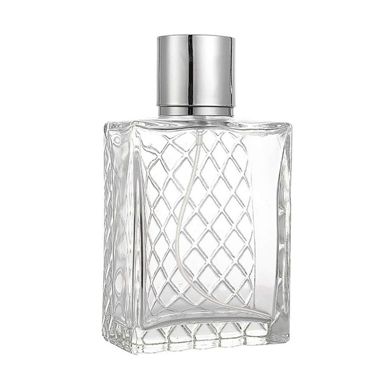 Fancy 100ml Perfume Bottle Square Grids Portable Clear Travel Refillable Perfume Glass Empty Bottle, Adult Unisex, Size: One size, Other
