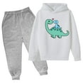 thumbnail image 2 of Zwiiyzr 3-14Y Baby Clothes Girls and Boy Clothes Set Sweatshirts Tops Pants Fall Winter Toddler Outfits Casual Long Sleeve Dinosaur Print Tops Hooded Set White, 2 of 3