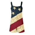 thumbnail image 5 of FASHOFT Womens 4th of July Overalls Shorts Romper American flag Print Festival Jumpsuits Work Bibs Coveralls Gifts for Women Beige L, 5 of 5