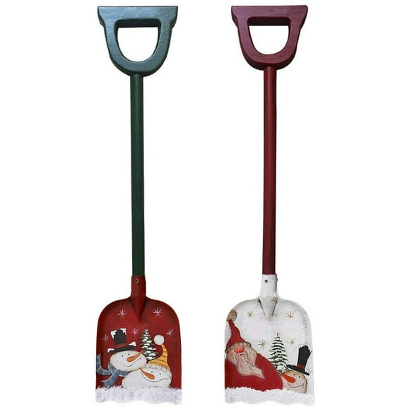 Snow Shovel for Kids Christmas Decoration Set of 2Metal Shovel Wood Handle 23x5"