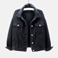 thumbnail image 1 of Women Spring And Autumn Coats Warm Solid Long Sleeve Denim Jacket Outerwear, 1 of 4